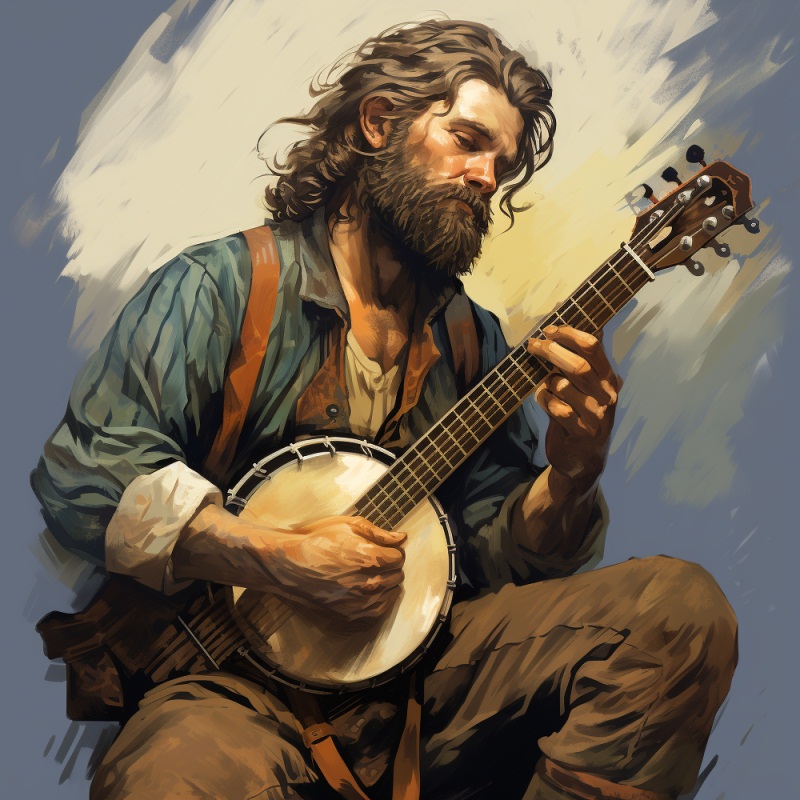 Банджо в руках у мужчины