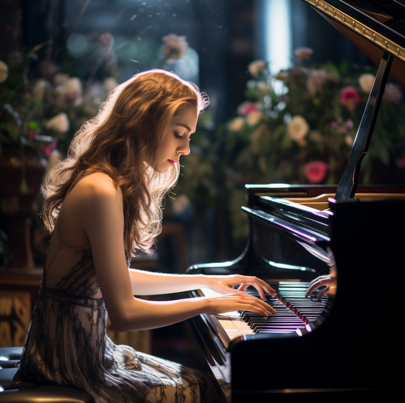 Девушка играет на рояле