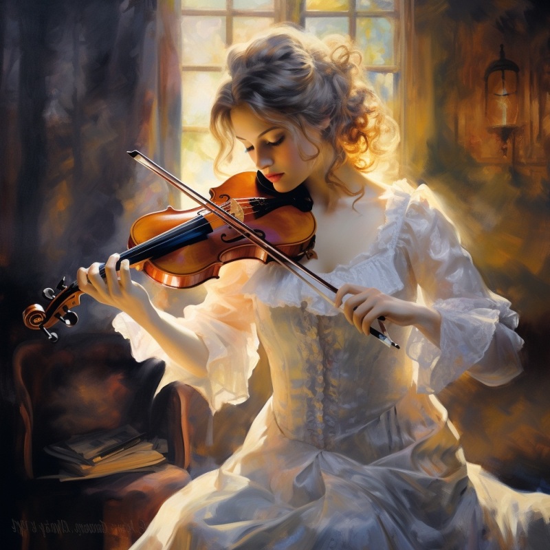Девушка играет на альт-скрипке
