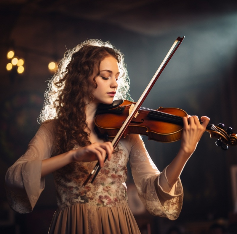 Девушка музицирует на скрипке