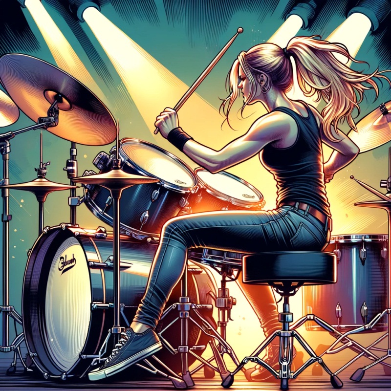 Девушка за барабанами