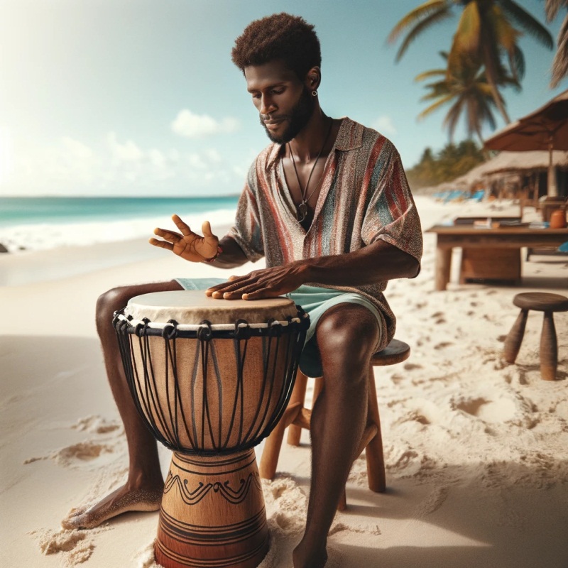 Музыкант на пляже